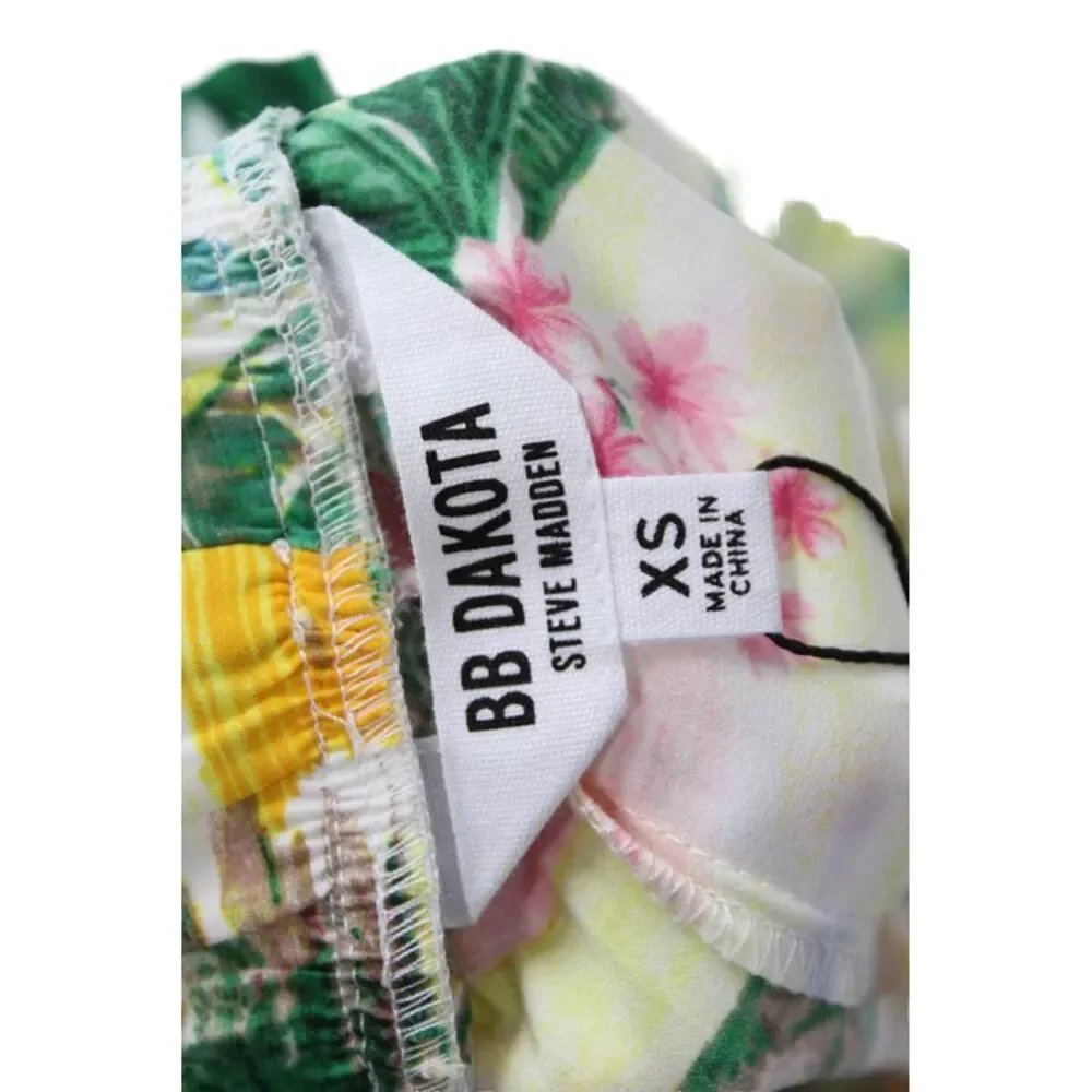 BB Dakota Womens Textured Elastic Waistband Floral Print Shorts Yellow Size XS